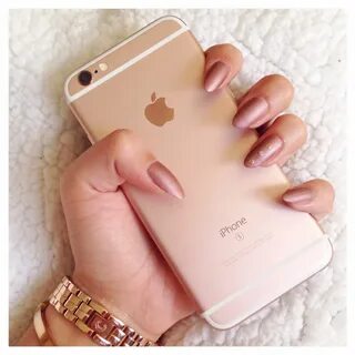 Matte rose gold nails, iPhone, rose gold Gold acrylic nails,