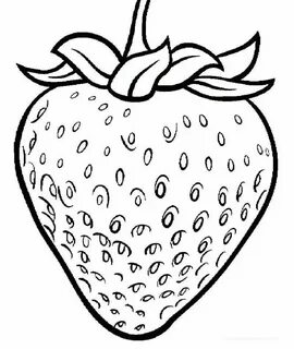 One Large Strawberry coloring page printable Fruit coloring 