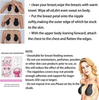 Lift up Boob Adhesive Bra with Nipple Cover for Women Girls Washable Strapless F