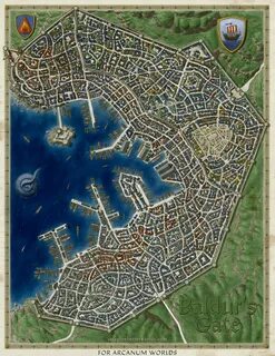 Baldur's Gate Fantasy city map, Gate city, Fantasy city