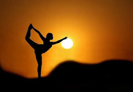 Gymnast, female Silhouette at Sunset free image download