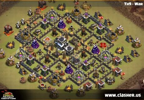 Town Hall 9 - WAR Base Map #10 - Clash of Clans Clasher.us