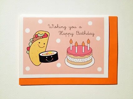 Funny Birthday Card Taco & Sushi by MyFrenchSailor on Et