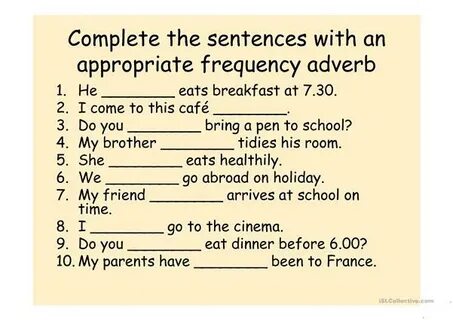 Frequency adverbs - English ESL Powerpoints for distance lea