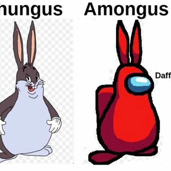 May be an image of text that says 'Chungus Amongus Daffy sus'. 