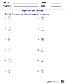 Algebra 1 Worksheets Exponents Worksheets Exponent worksheet