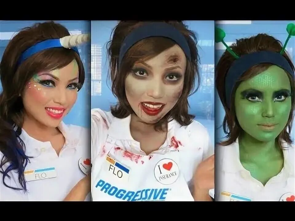 Flo from Progressive as a Zombie, Unicorn, and Alien #Hallow