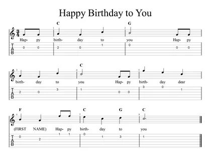 Happy Birthday - Tab & Sheet Music - FreeWheelinGuitar.com