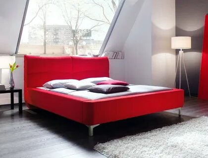 Polsterbett Cloude Bett 180x200 cm Stoffbezug rot Doppelbett