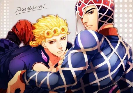 Safebooru - 2boys blonde hair blue eyes brown eyes giorno gi