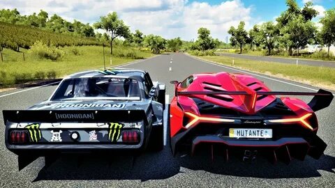 Racha Milionário de Mustang Hoonigan VS Lamborghini Veneno -