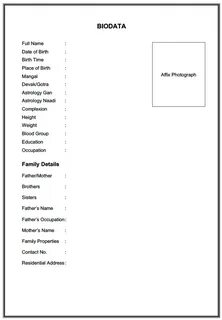 Latest Marriage Biodata Formats in Word & PDF Free Download