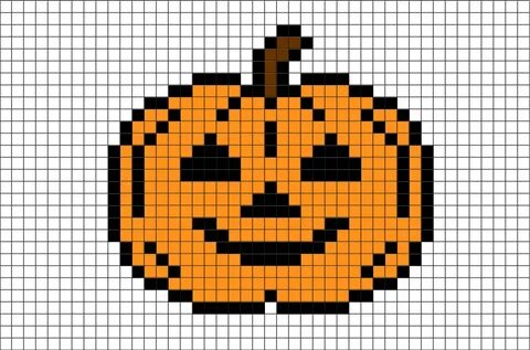 Halloween Pumpkin Pixel Art - Pumpkin Minecraft Pixel Art - 