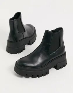 Черные ботинки челси на платформе Pull&Bear ASOS