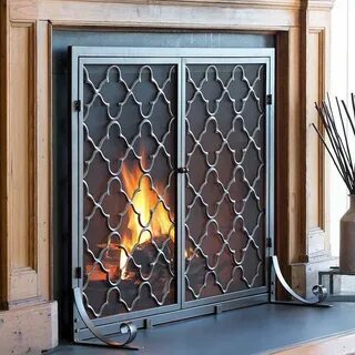 Plow & Hearth 1 Panel Geometric Fireplace Screen Fireplace s