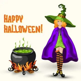 Witch Stirring A Potion In Cauldron. 501