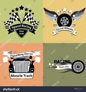 Set Vintage Racing Logos Various Design: стоковая векторная 