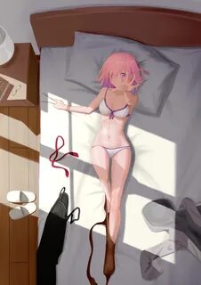 Safebooru - 1girl absurdres bed blush bra breasts clothes re