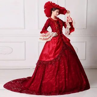 מותאם אישית אדום ארוך אבוקה שרוול מסיבת תחפושות שמלת תחרה רא