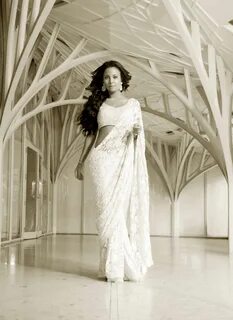 White lace saree with crystal blouse Indian dresses, Bollywo