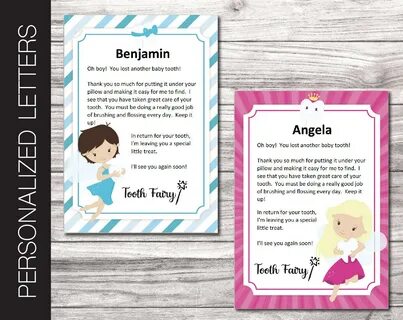 Printable TOOTH FAIRY Letters. 2 Letters. Lost Tooth. Editab