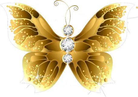 Butterfly Net Insect Gold Clip Art - Butterfly Golden Flower