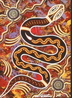 Australian Aboriginal, Rainbow Serpent Aboriginal dot painti