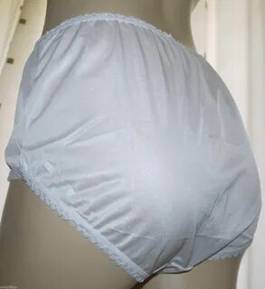 Vintage style white silky nylon gusset full briefs knickers panties size la...
