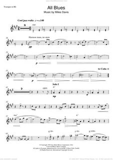Davis - All Blues sheet music for trumpet solo (PDF-interact