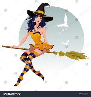 Sexy Halloween Witch Broomstick Stock Vector (Royalty Free) 