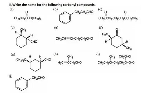 Solved Il.Write the name for the following carbonyl Chegg.co