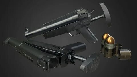 HK69A1 Grenade Launcher 3D model Guns design, Grenade, Guns