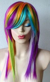 Spring Special // Rainbow Color wig. Long straight hair, col