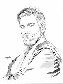 Original OBI-WAN KENOBI Head Sketch - W.B. Star wars art dra