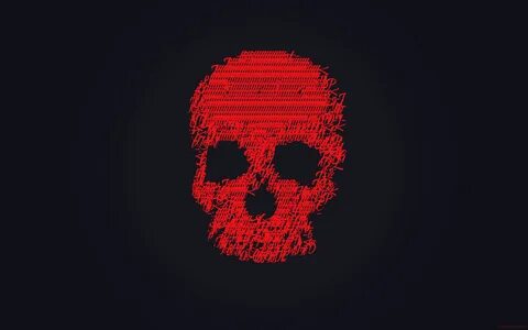 Скачать обои skull, 4k, gray background, minimal, red skull 