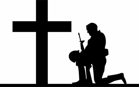 Soldier Kneeling At Cross Army Navy Marines Military Sticker