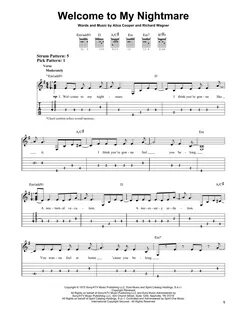 Alice Cooper Welcome To My Nightmare Sheet Music Notes, Chor