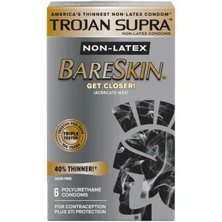 Trojan Supra Non-Latex Bareskin Lubricated Condoms, 6 ct - W