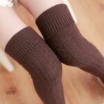 Beige Brown Red Gray Black Knee Socks Women Warm Thigh High 