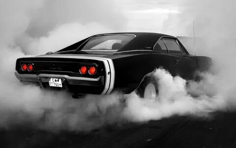 muscle, Cars, 1969, Monochrome, Dodge, Charger, Rt, Burnout,