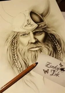 Viking Art Drawings : Viking Warrior - Original Drawing - Lo
