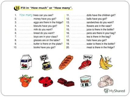 Презентация на тему: "How much/ How many. Write these nouns 