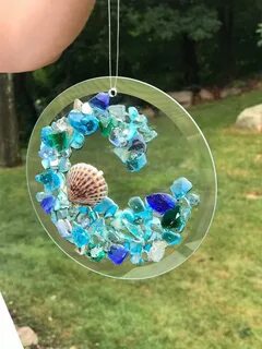 6 Beach Glass Sun Catcher//beach Glass Suncatcher Etsy Beach