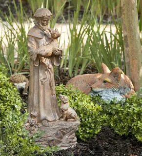 Hand-Finished Woodlike St. Francis Garden Statue Wind and We