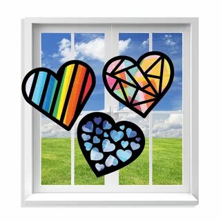 Art stained glass window hanging Suncatcher Rainbow Heart po
