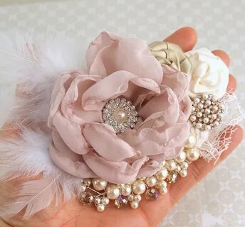 Wedding Hair Clip Dusty Rose Gold Bridal Fascinator with Ets