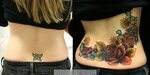 Cover tattoo, Floral back tattoos, Cover up tattoos