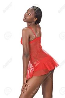 Sexy African Girl In Red Lingerie