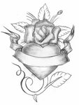 Drawings Of Roses And Hearts - Demdsynod