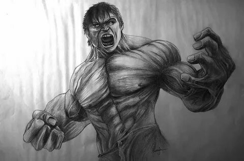 Drawn hulk pencil drawing - Pencil and in color drawn hulk p